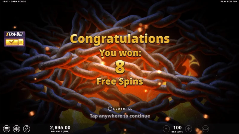 Dark Forge - активирање Free Spins со три scatter симболи